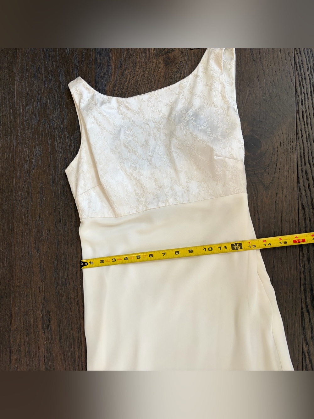 Tailor B. Moss vintage cream satin slip simple maxi dress romantic lace bodice - Picture 9 of 11